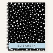 Carnet Points dalmatiens, Spots, Noir et Blanc, Votre nom (Devant)