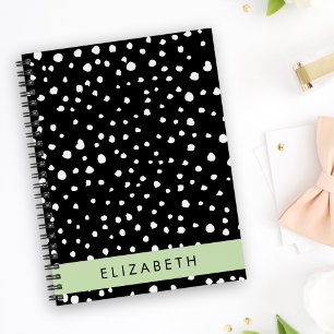 Carnet Points dalmatiens, Spots, Noir et Blanc, Votre nom