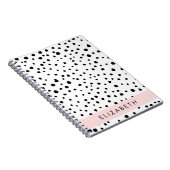 Carnet Points dalmatiens, Spots, Noir et Blanc, Votre nom (Côté Droit)