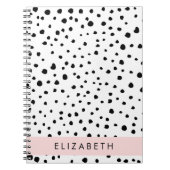 Carnet Points dalmatiens, Spots, Noir et Blanc, Votre nom (Devant)