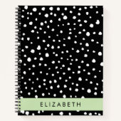 Carnet Points dalmatiens, Spots, Noir et Blanc, Votre nom (Devant)