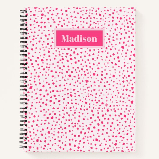 Carnet Points De Boue Peint Preppy Hot Rose Personnalisé (Devant)