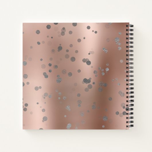 Carnet Points de confetti rose d'or d'argent élégant (Dos)