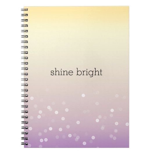 Carnet Points de confettis Bokeh jaune violet blanc (Devant)