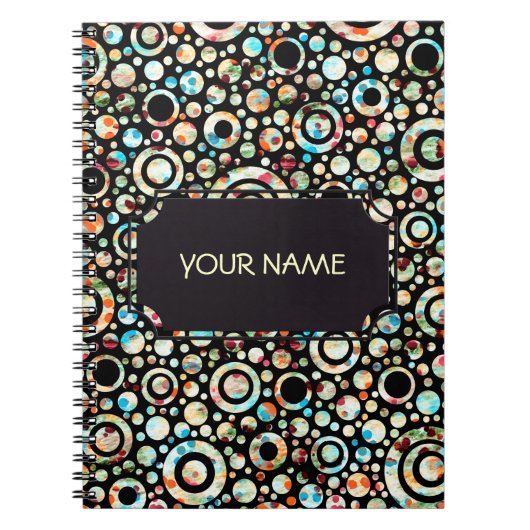 Carnet Points de couleur et Motif circulaire + votre text (Devant)