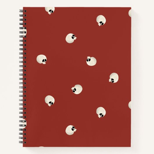 Carnet Points de crâne Kawaii mignons aléatoires rouges (Devant)