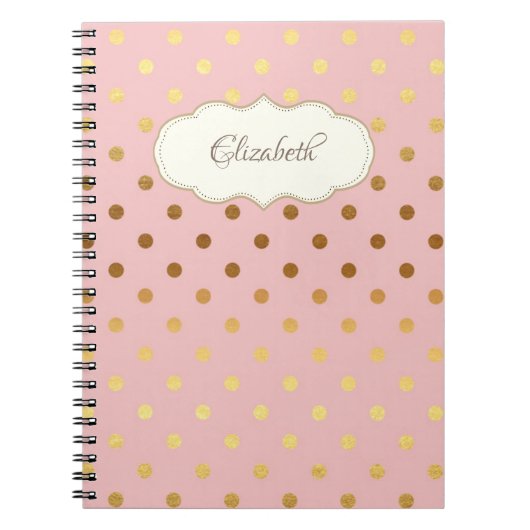 Carnet Points de polka dorés adorables, Personnalisé (Devant)