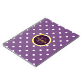 Carnet Points de polka violets monogrammés (Côté gauche)