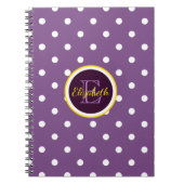 Carnet Points de polka violets monogrammés (Devant)