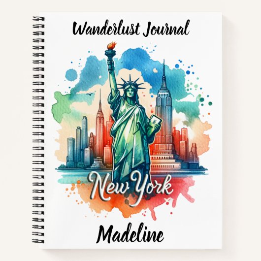 Carnet Points de repère de NYC sous un ciel animé (Devant)