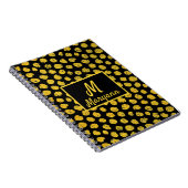 Carnet Points dorés Or Noir Nom & Monogramme Glamour (Côté Droit)
