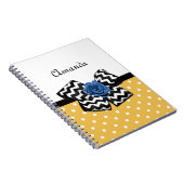 Carnet Points Jaunes Bleus Rose Chevron Bow avec nom (Côté Droit)