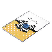 Carnet Points Jaunes Bleus Rose Chevron Bow avec nom (Côté gauche)