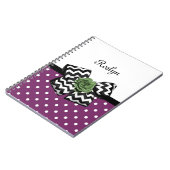 Carnet Points mignons pourpres Rose vert Chevron Bow avec (Côté gauche)