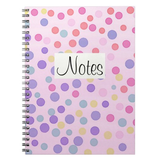 Carnet Points multicolores sur le rose en pastel (Devant)