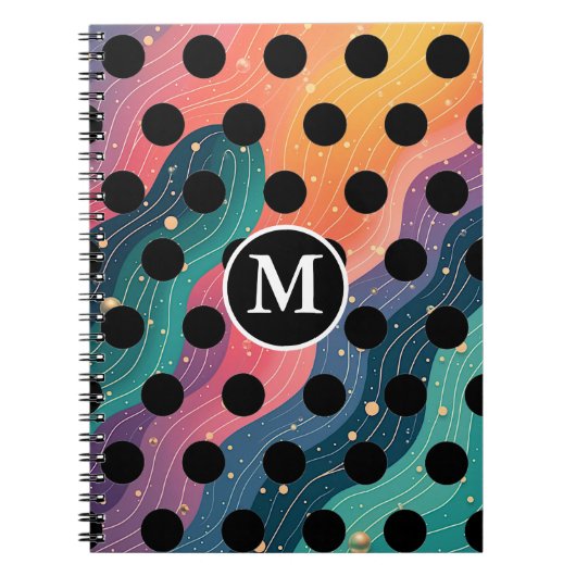 Carnet Points noirs et blancs personnalisés avec monogram (Devant)