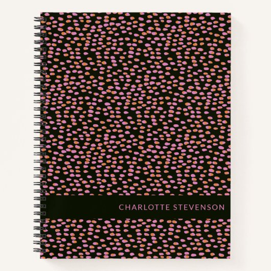 Carnet Points noirs et orange Abstraits Personnalisés (Devant)