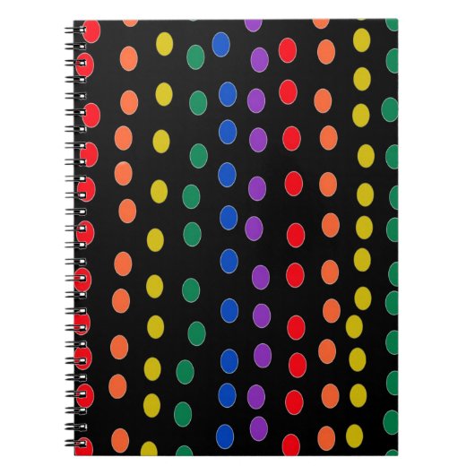 Carnet Points Rainbow Candy sur noir (Devant)