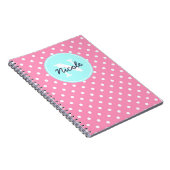 Carnet Points roses et bleus, initiale, et nom (Côté Droit)
