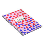 Carnet Points rouges et bleus sur rose (Côté Droit)