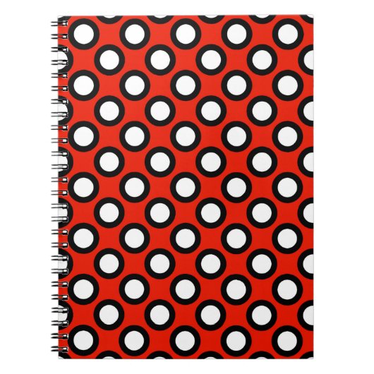 Carnet Points tournés rétros, rouge, noir et blanc (Devant)