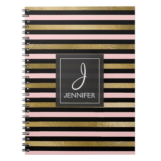 Carnet pointu à huile rose et or (Devant)