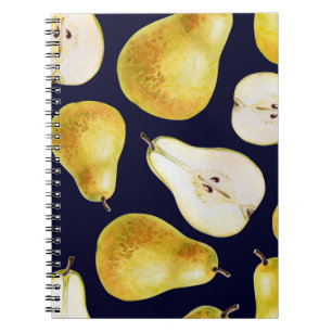 Carnet Poire rose entière jaune sur un arrière - plan noi