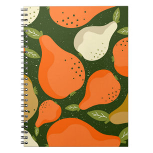 Carnet Poires, feuille : papier peint vintage coloré.