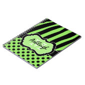 Carnet Pois à rayures blanches blanches personnalisées (Côté gauche)