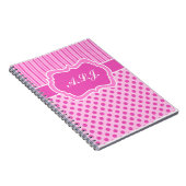Carnet Pois à rayures blanches et roses personnalisés (Côté Droit)