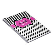 Carnet Pois à rayures blanches roses personnalisées (Côté Droit)