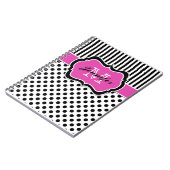 Carnet Pois à rayures blanches roses personnalisées (Côté gauche)