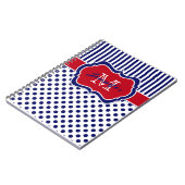 Carnet Pois à rayures bleues rouges personnalisés (Côté gauche)