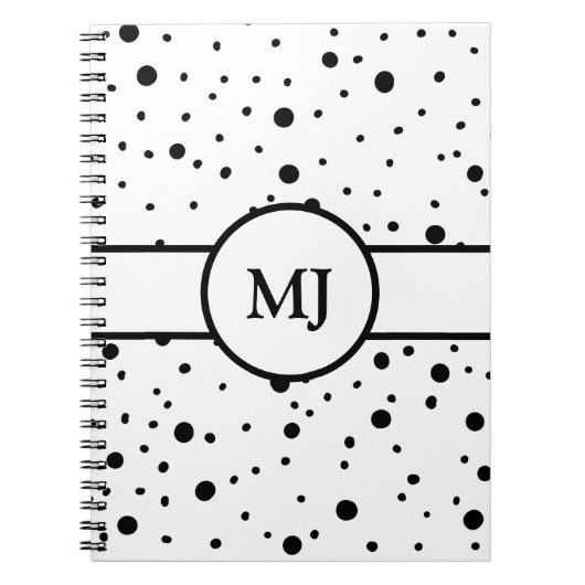 Carnet Pois blancs noirs monogrammes (Devant)