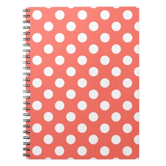 Carnet Pois blancs sur corail vivant (Devant)