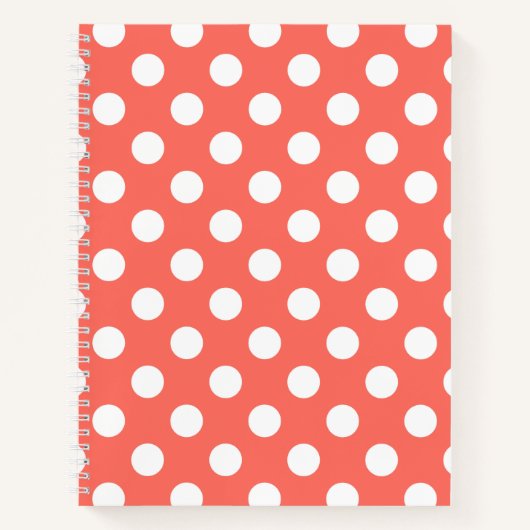 Carnet Pois blancs sur corail vivant (Devant)