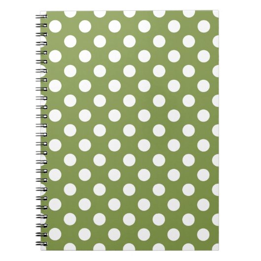 Carnet Pois blancs sur vert olive (Devant)