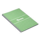 Carnet Pois classique Nom personnalisé vert et blanc (Côté Droit)