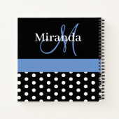Carnet Pois de Monogrammes Bleus Noir (Dos)