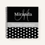 Carnet Pois de script de monogramme gris noir (Devant)