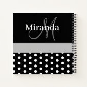 Carnet Pois de script de monogramme gris noir (Dos)