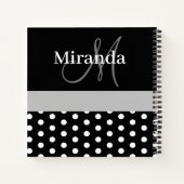 Carnet Pois de script de monogramme gris noir (Dos)