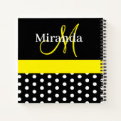 Carnet Pois de script de monogramme jaune noir (Dos)