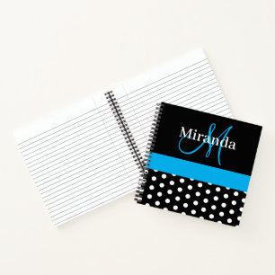 Carnet Pois de script de monogramme noir blanc