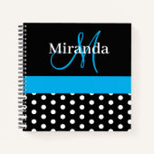 Carnet Pois de script de monogramme noir blanc (Devant)