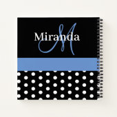 Carnet Pois de script de monogramme noir blanc (Dos)