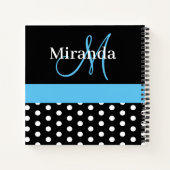 Carnet Pois de script de monogramme noir blanc (Dos)