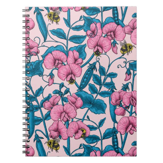 Carnet Pois doux et bourdons, rose et bleu (Devant)