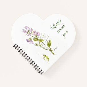 Carnet Pois doux et vert pourpre et aquarelle de fleur