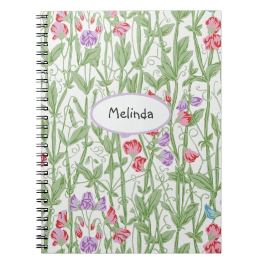 Carnet Pois doux motif floral William Morris Monogramme (Devant)